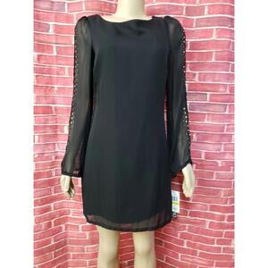 XOXO Women's M Black Gold Rings Cold-Shoulder Dress NWT #CB8